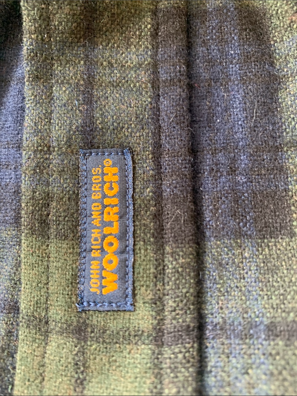 Woolrich Olive Green and Navy Blue Plaid Wool Shirt 2XL - Picture 5 of 5